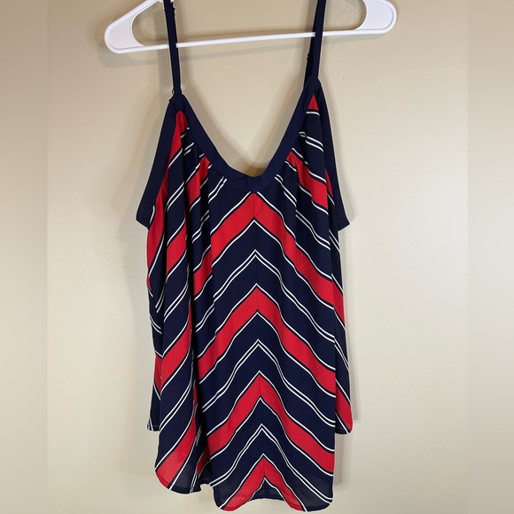 torrid Tops - Torrid Navy and Red Chevron Polyester Tank Top - 2X